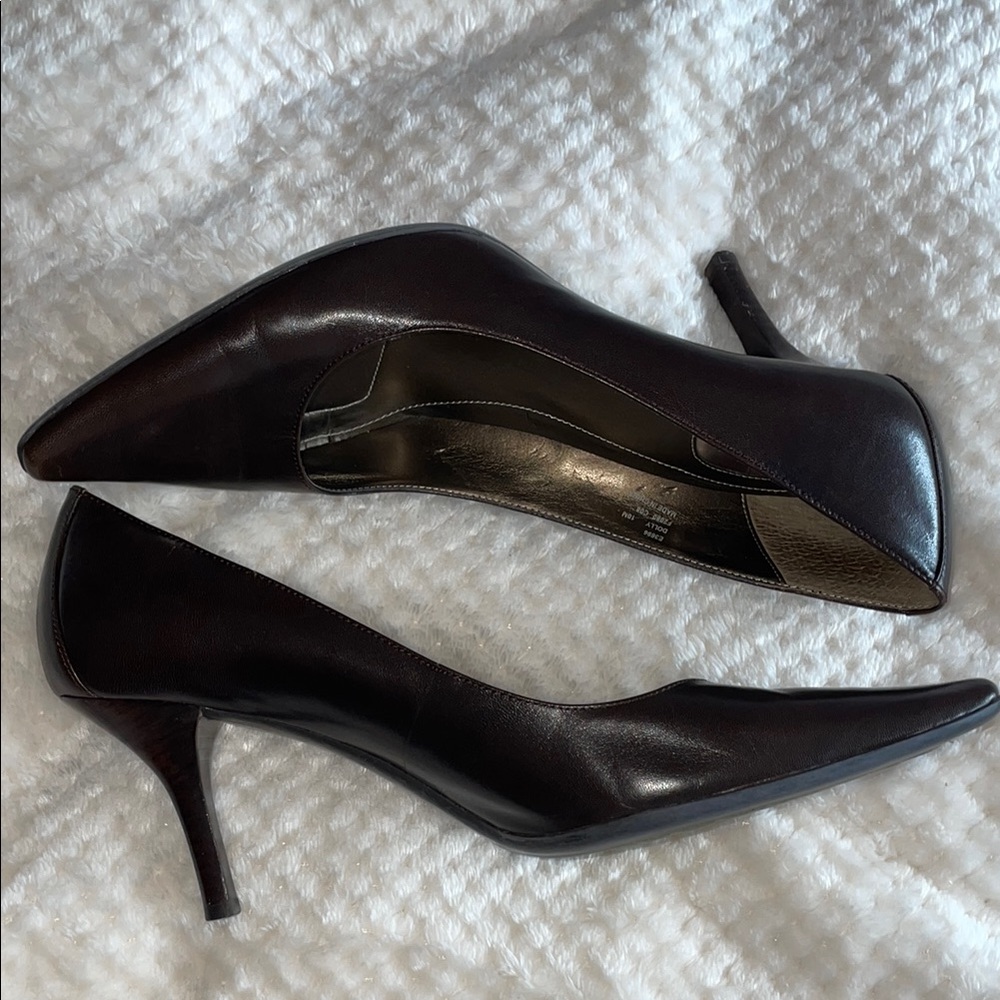 Calvin Klein Brown Leather Heels Timeless Design - Picture 5 of 6